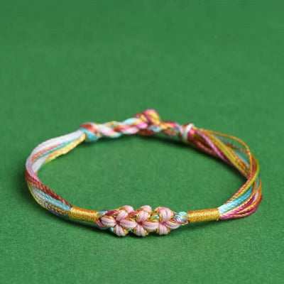 Bracelet Yin Yang coloré en forme de nœud de fleur de pêcher pour la chance et la protection