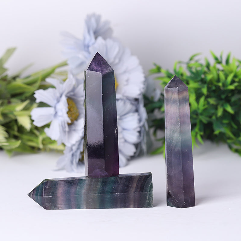 Colorful Rainbow Fluorite Crystal Tower Point 2.4-4.5 Inch