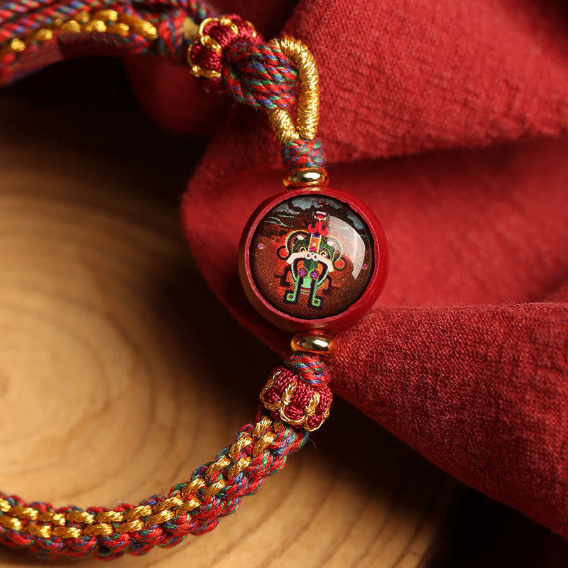 Bracelet de bénédiction Thangka en corde colorée et cinabre