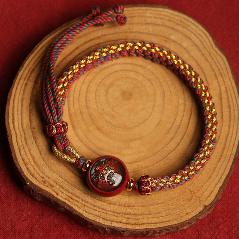 Bracelet de bénédiction Thangka en corde colorée et cinabre