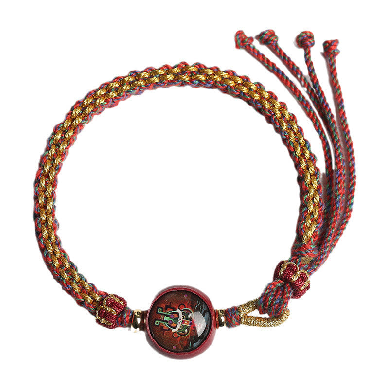 Bracelet de bénédiction Thangka en corde colorée et cinabre