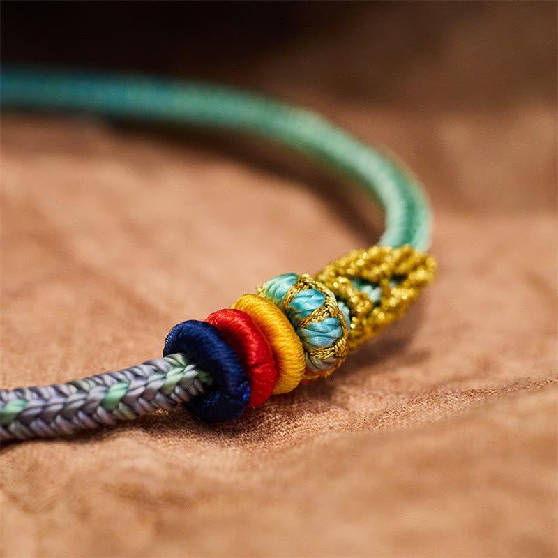 Bracelet spirituel à huit fils et corde colorée avec nœud de paix