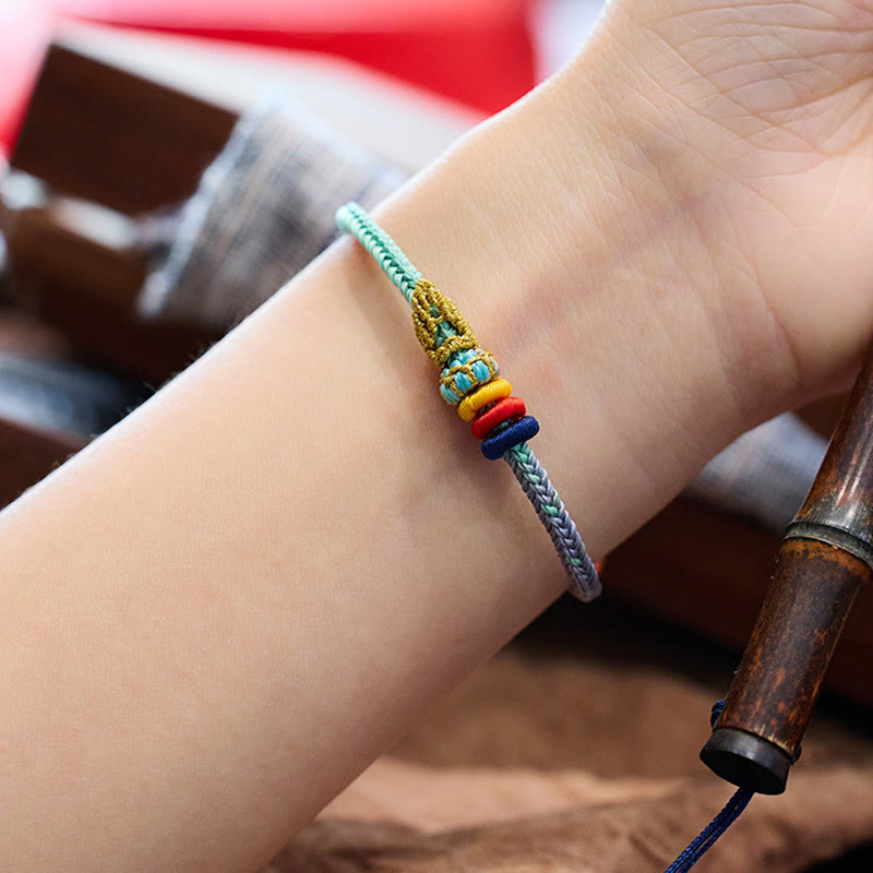 Bracelet spirituel à huit fils et corde colorée avec nœud de paix