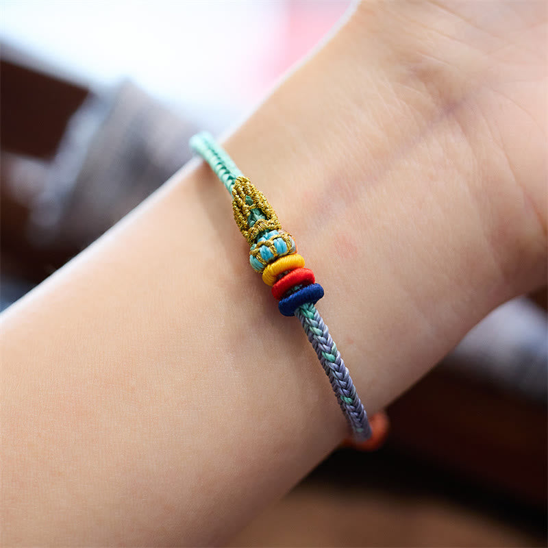 Bracelet spirituel à huit fils et corde colorée avec nœud de paix