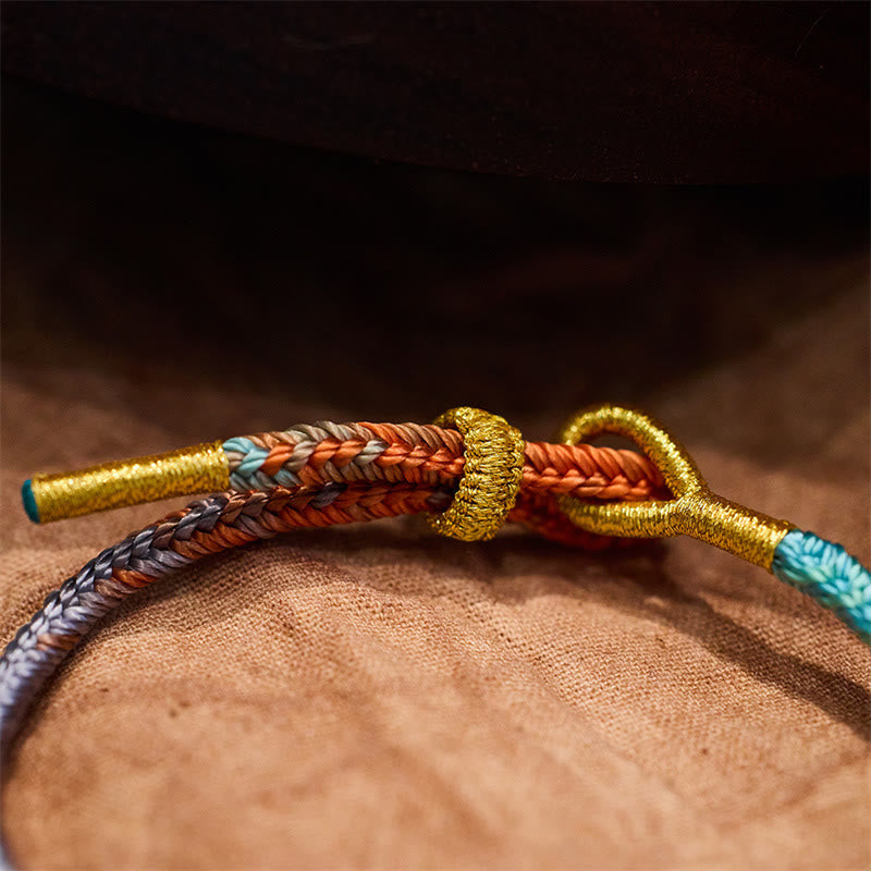 Bracelet spirituel à huit fils et corde colorée avec nœud de paix
