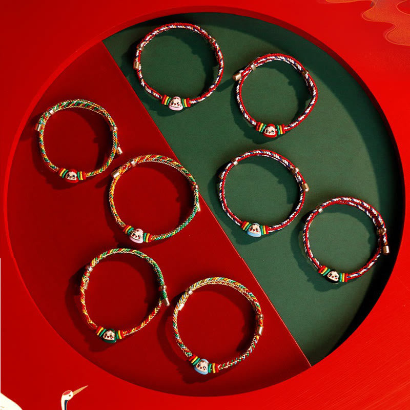 Bracelet porte-bonheur fait main en corde colorée avec personnage Fu