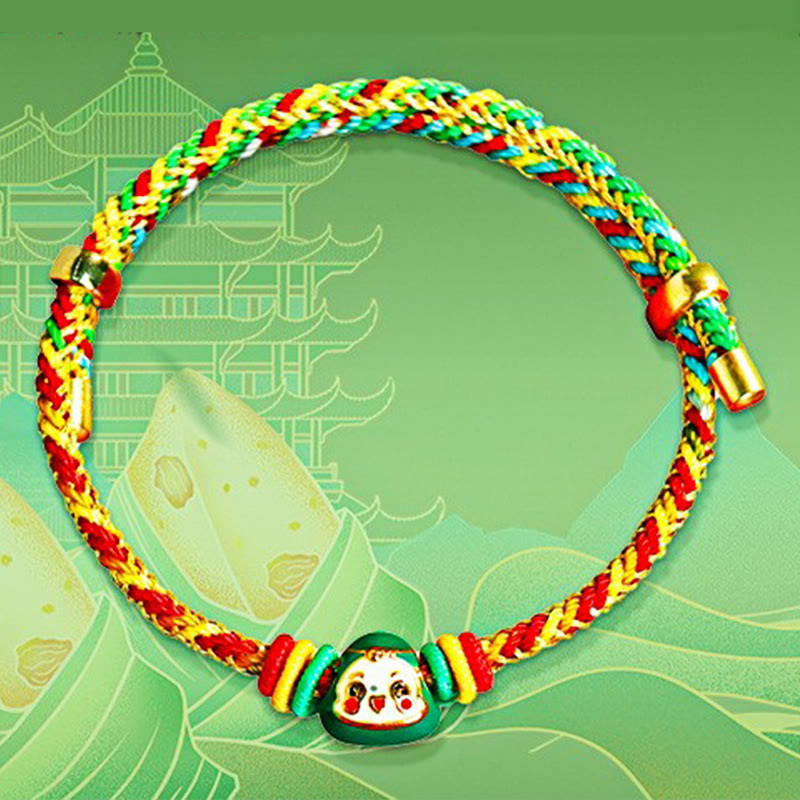 Bracelet porte-bonheur fait main en corde colorée avec personnage Fu