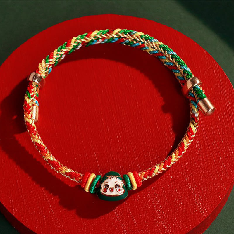Bracelet porte-bonheur fait main en corde colorée avec personnage Fu
