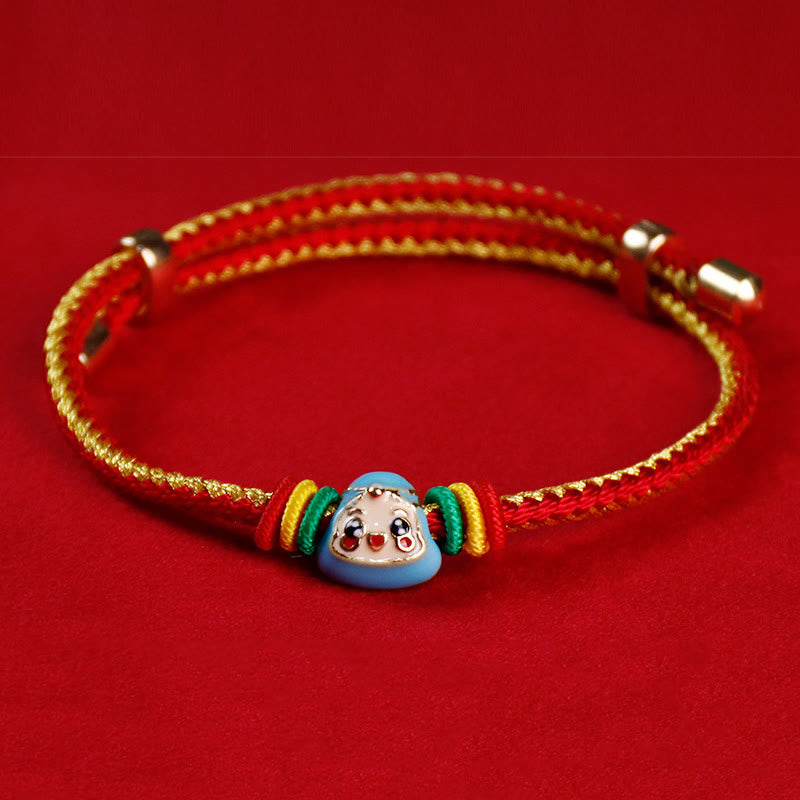 Bracelet porte-bonheur fait main en corde colorée avec personnage Fu
