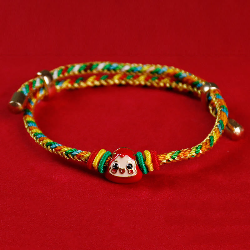 Bracelet porte-bonheur fait main en corde colorée avec personnage Fu