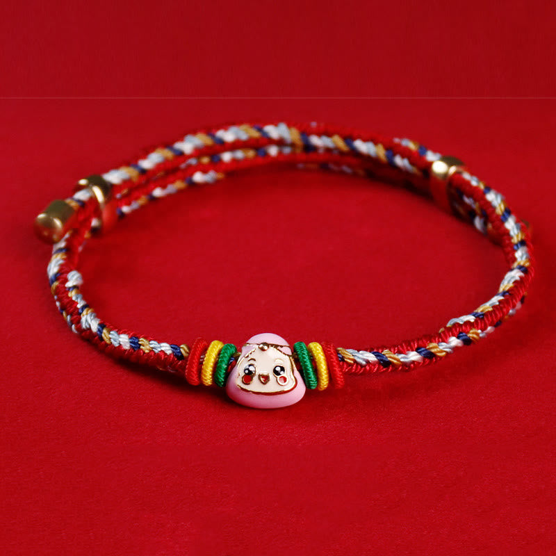 Bracelet porte-bonheur fait main en corde colorée avec personnage Fu