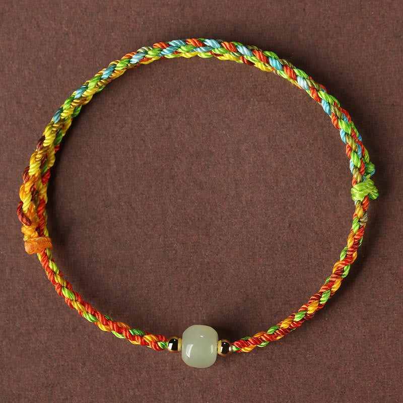 Bracelet en corde de jade coloré pour l'abondance et la chance, perles de 5 x 6 mm
