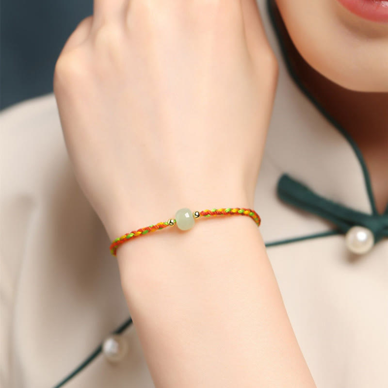 Bracelet en corde de jade coloré pour l'abondance et la chance, perles de 5 x 6 mm
