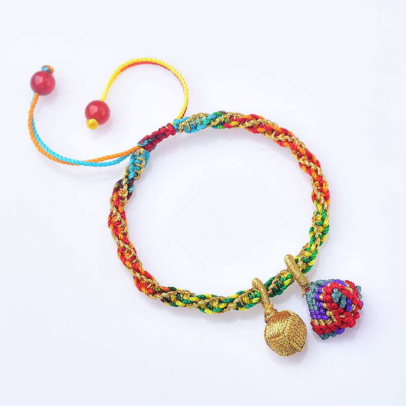Bracelet porte-bonheur en corde colorée avec breloque Zongzi