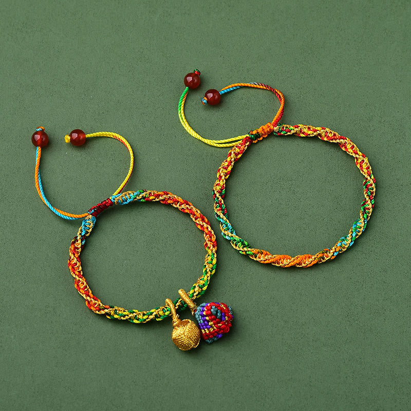 Bracelet porte-bonheur en corde colorée avec breloque Zongzi
