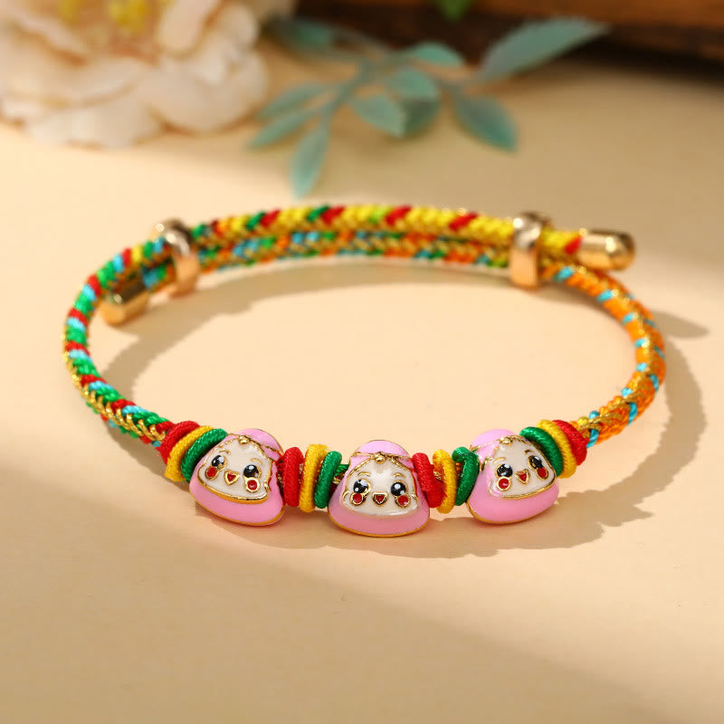 Bracelet porte-bonheur en corde colorée à motif Zongzi pour adultes et enfants