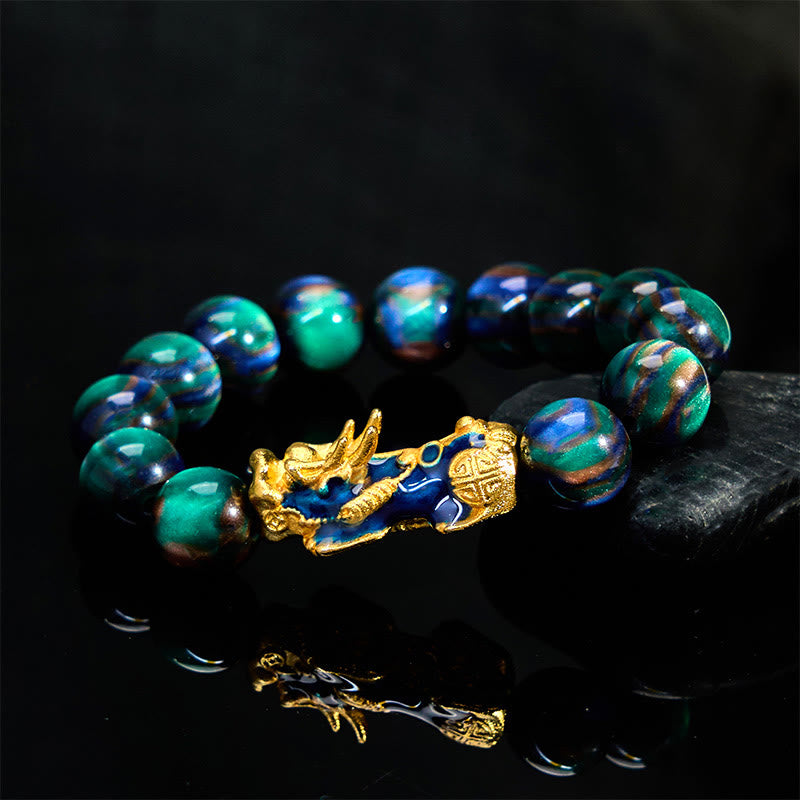 Bracelet PiXiu en saule de mer coloré 12 mm poignet 15-18 cm unisexe