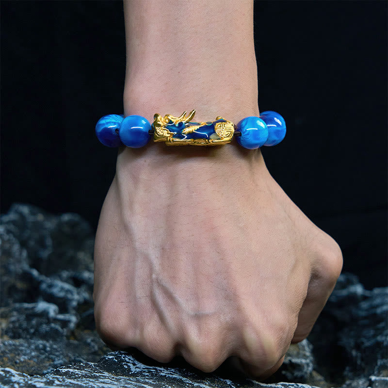 Bracelet PiXiu en saule de mer coloré 12 mm poignet 15-18 cm unisexe