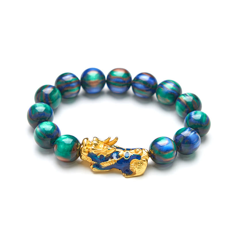 Bracelet PiXiu en saule de mer coloré 12 mm poignet 15-18 cm unisexe