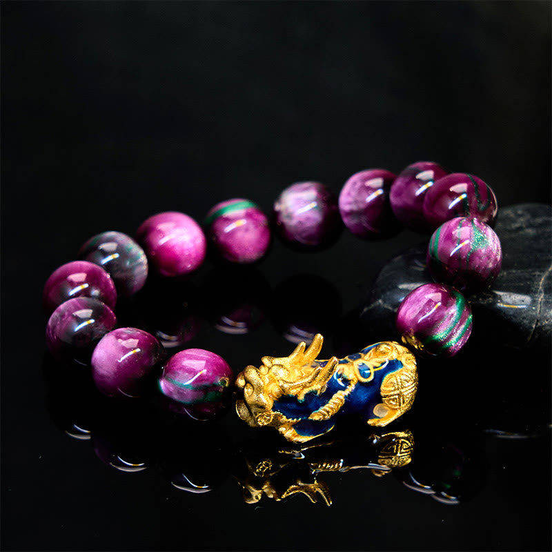 Bracelet PiXiu en saule de mer coloré 12 mm poignet 15-18 cm unisexe