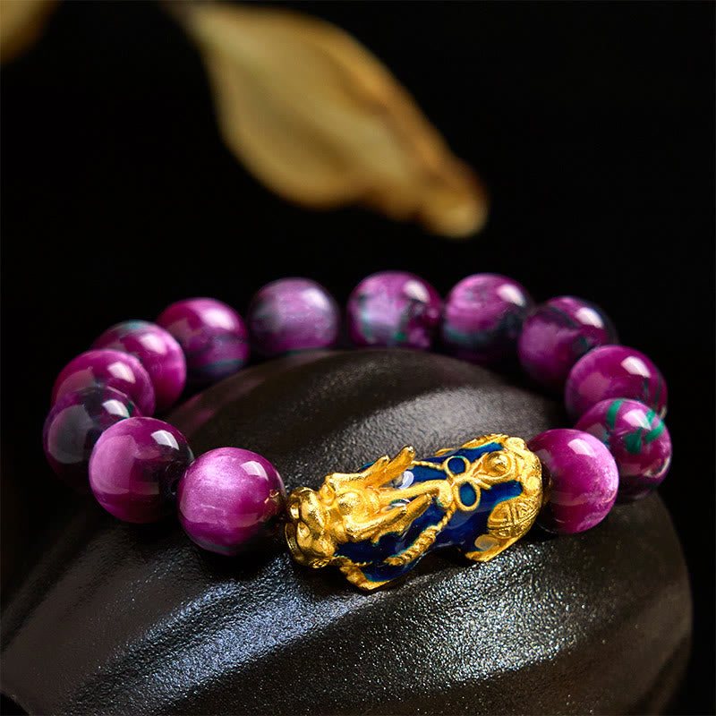 Bracelet PiXiu en saule de mer coloré 12 mm poignet 15-18 cm unisexe