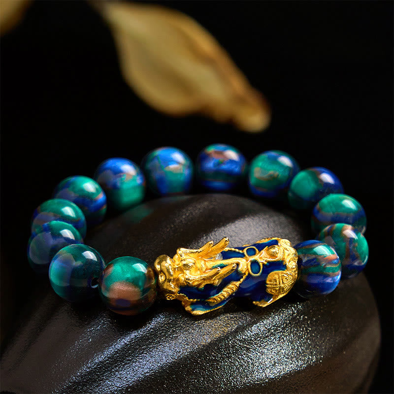 Bracelet PiXiu en saule de mer coloré 12 mm poignet 15-18 cm unisexe