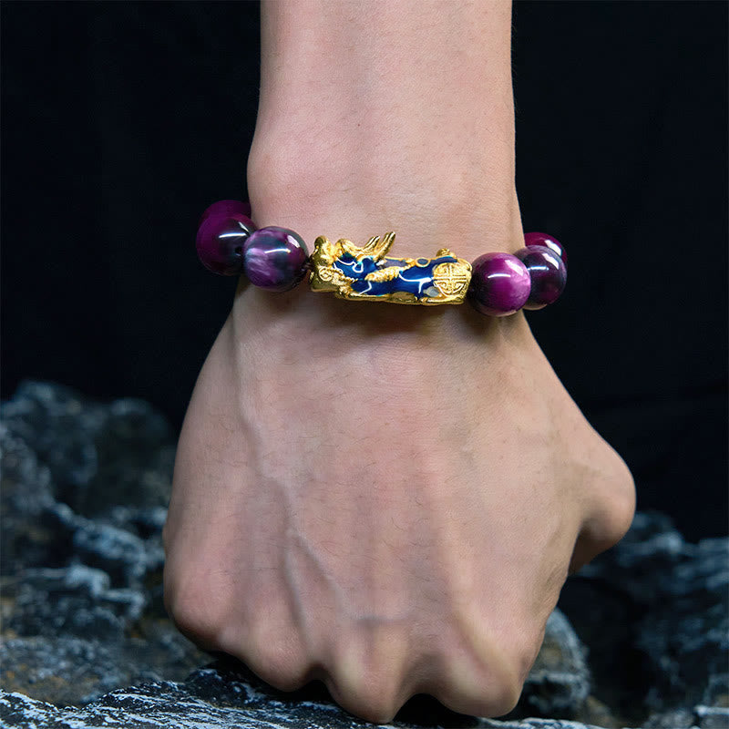 Bracelet PiXiu en saule de mer coloré 12 mm poignet 15-18 cm unisexe