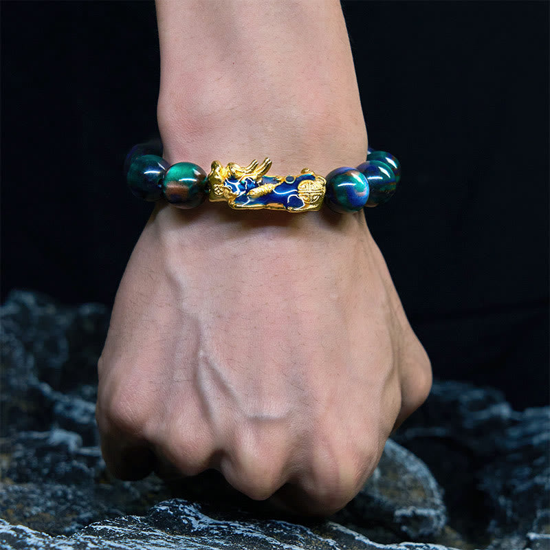 Bracelet PiXiu en saule de mer coloré 12 mm poignet 15-18 cm unisexe