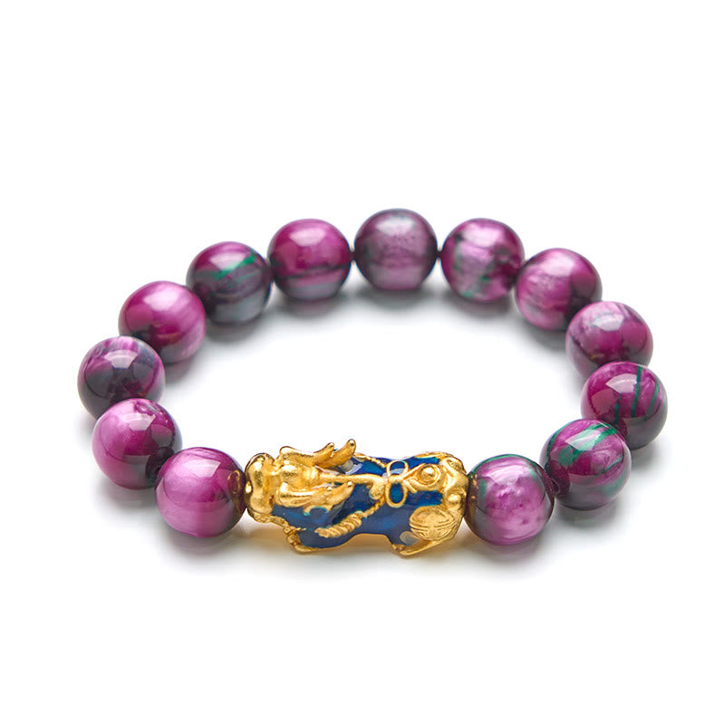 Bracelet PiXiu en saule de mer coloré 12 mm poignet 15-18 cm unisexe