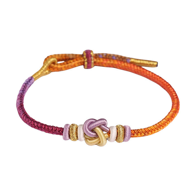 Bracelet de protection spirituel réglable en corde colorée avec nœud en forme de cœur