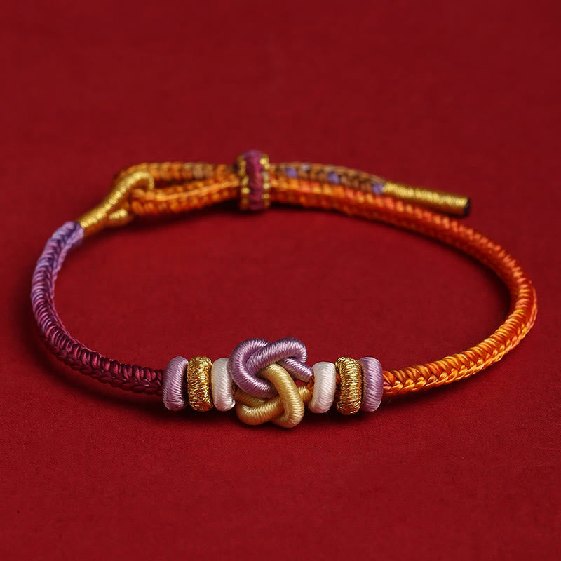 Bracelet de protection spirituel réglable en corde colorée avec nœud en forme de cœur