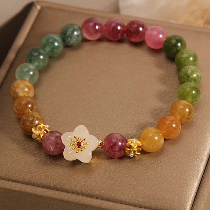 Bracelet Love en jade tourmaline coloré pour poignet de 14 à 16 cm