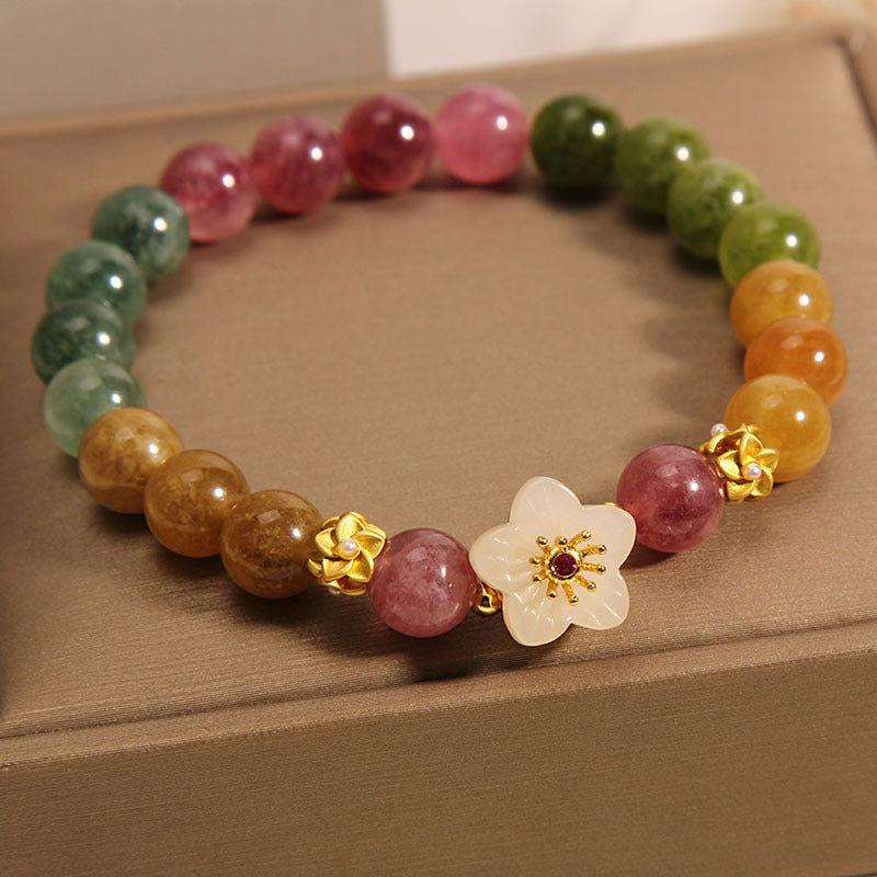 Bracelet Love en jade tourmaline coloré pour poignet de 14 à 16 cm