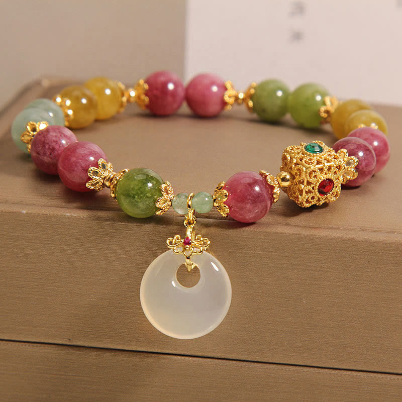 Bracelet de sagesse avec boucle de paix en tourmaline colorée