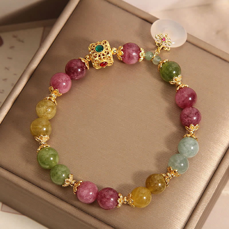 Bracelet de sagesse avec boucle de paix en tourmaline colorée