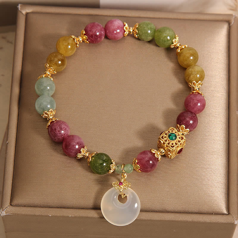Bracelet de sagesse avec boucle de paix en tourmaline colorée
