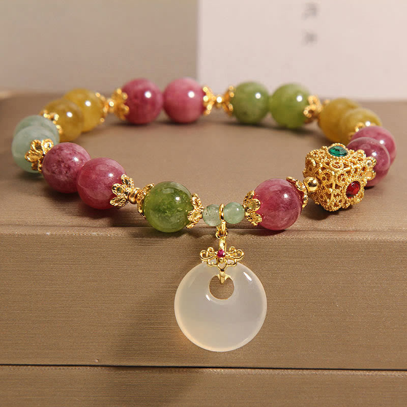 Bracelet de sagesse avec boucle de paix en tourmaline colorée