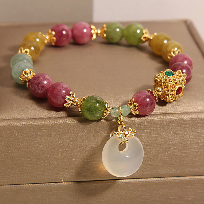 Bracelet de sagesse avec boucle de paix en tourmaline colorée