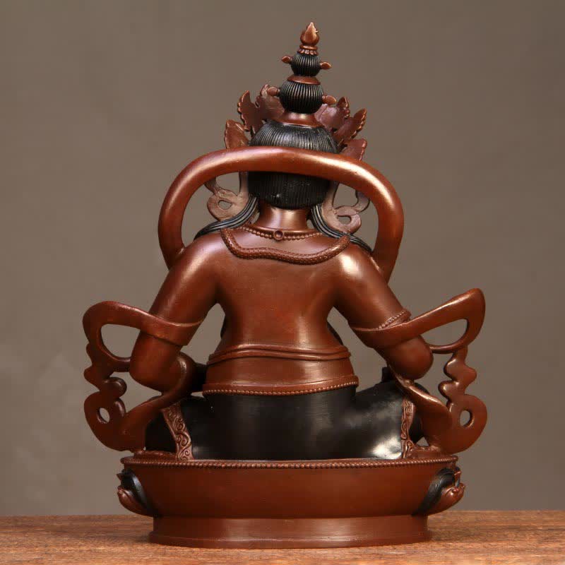 Statue compacte de Bouddha en cuivre | Bodhisattva Jambhala jaune 7 cm