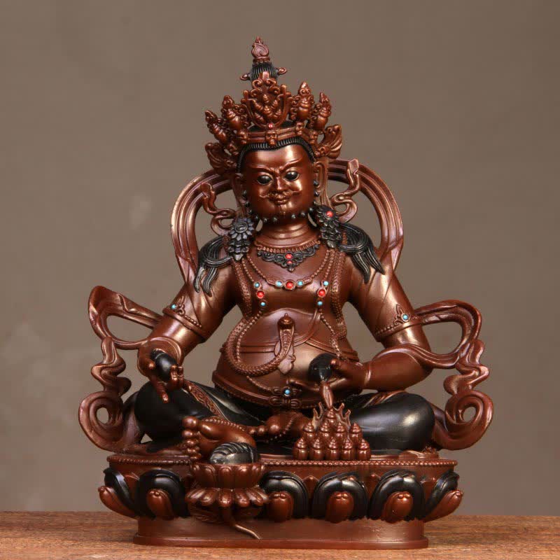 Statue compacte de Bouddha en cuivre | Bodhisattva Jambhala jaune 7 cm