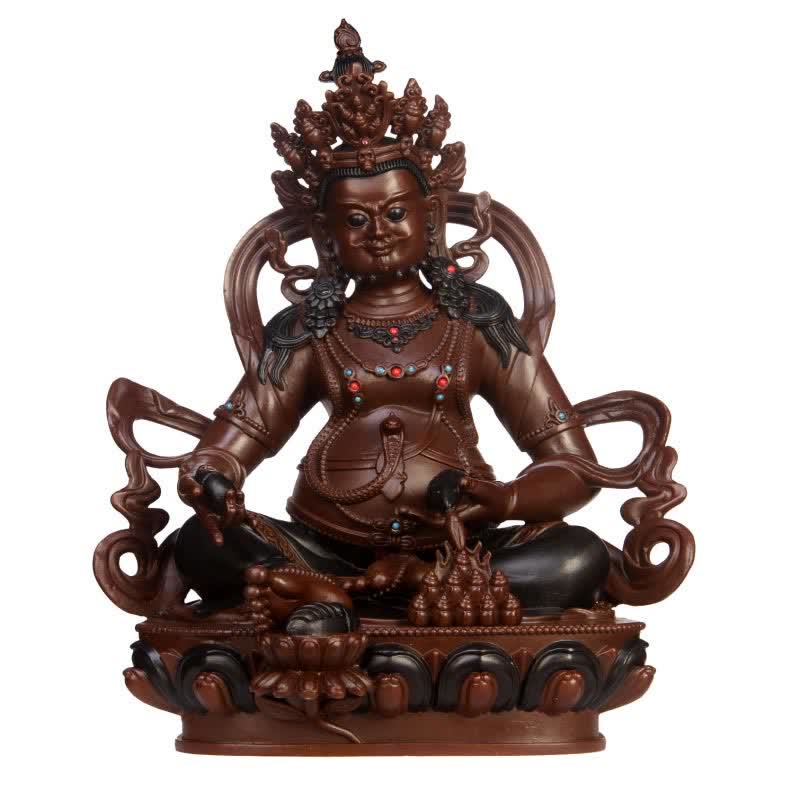 Statue compacte de Bouddha en cuivre | Bodhisattva Jambhala jaune 7 cm