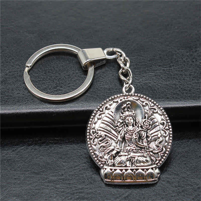 Porte-clés Bouddha de la Sérénité de la Compassion en alliage de bronze ou d'argent