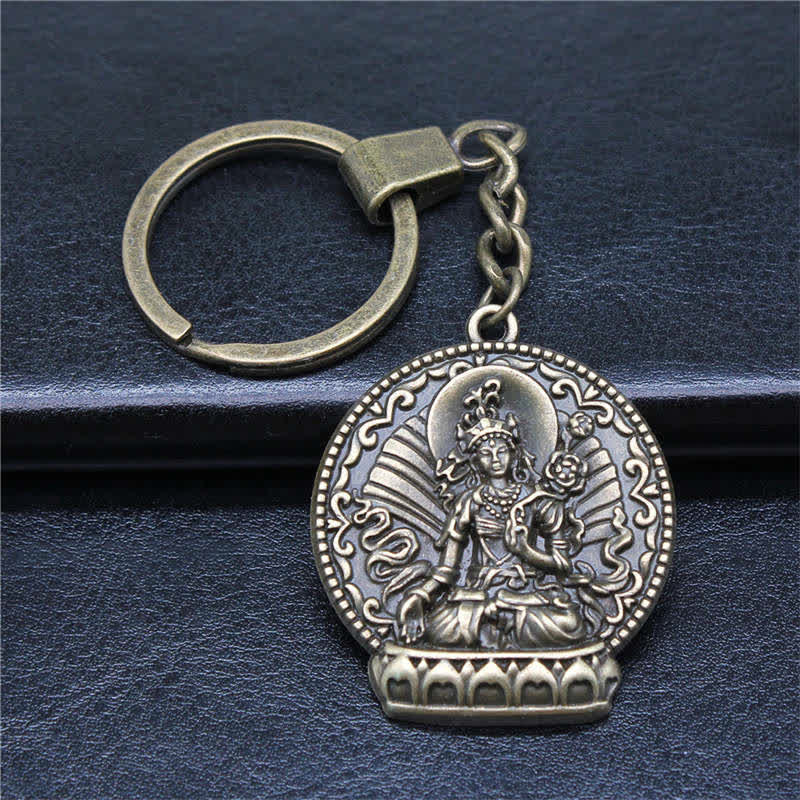 Porte-clés Bouddha de la Sérénité de la Compassion en alliage de bronze ou d'argent