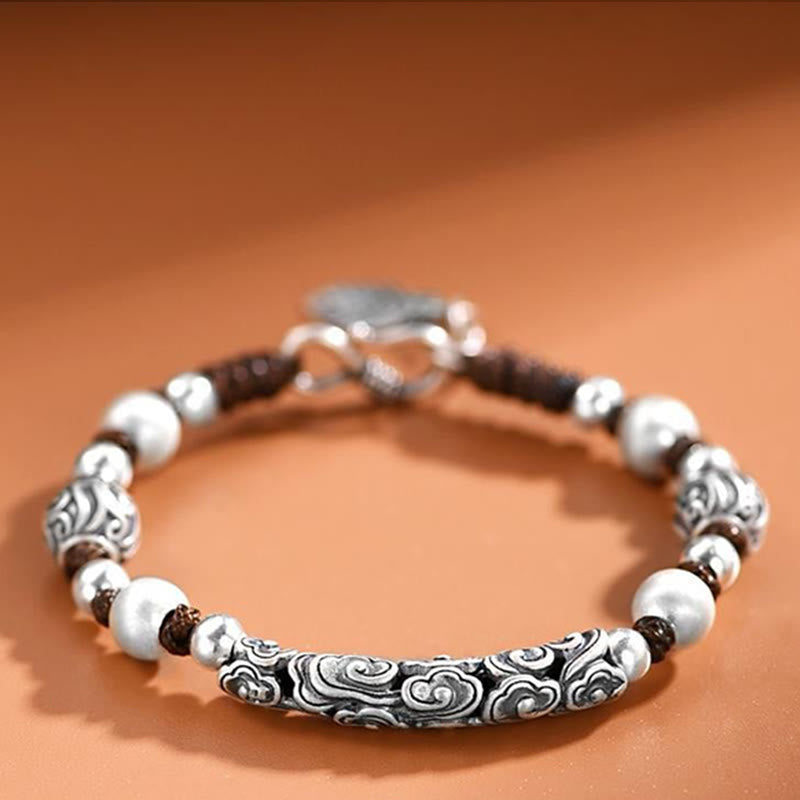 Bracelet spirituel nuage de bon augure en cuivre et argent sterling 999