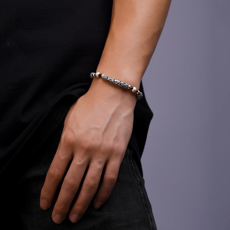 Bracelet spirituel nuage de bon augure en cuivre et argent sterling 999
