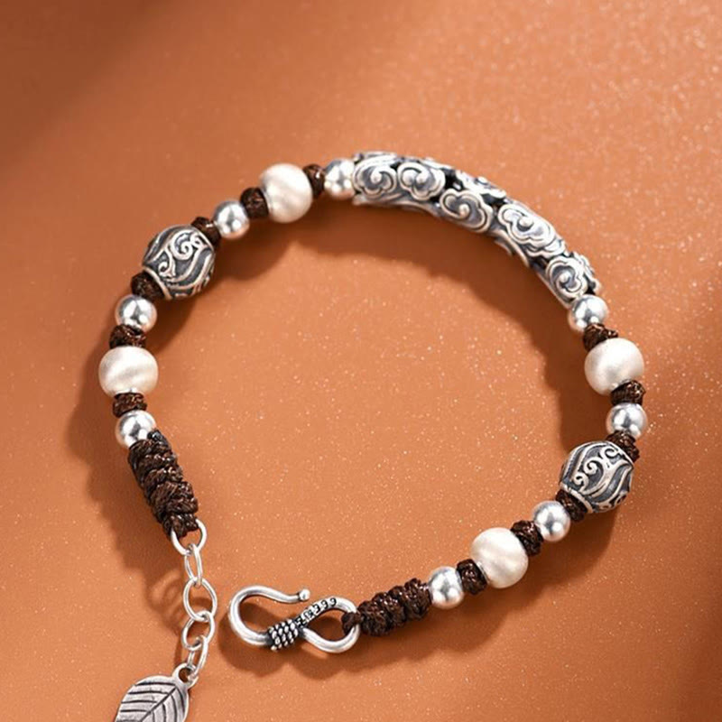 Bracelet spirituel nuage de bon augure en cuivre et argent sterling 999