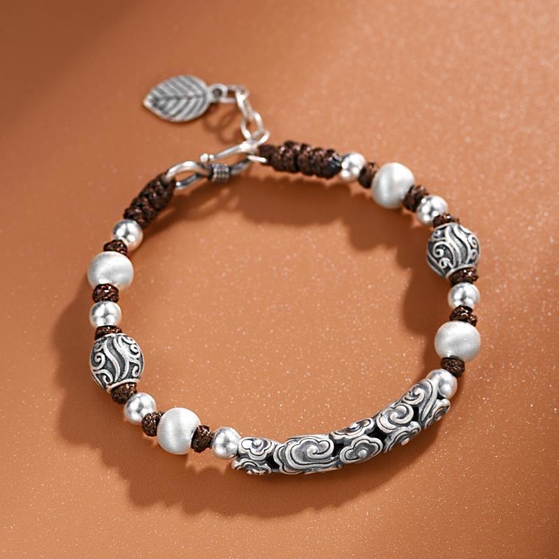 Bracelet spirituel nuage de bon augure en cuivre et argent sterling 999