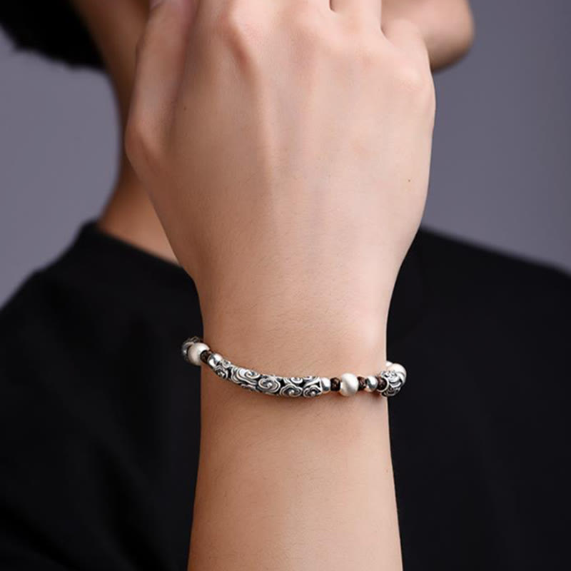Bracelet spirituel nuage de bon augure en cuivre et argent sterling 999