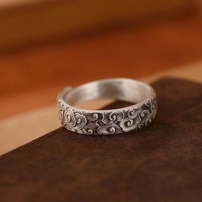 Bague porte-bonheur spirituelle réglable en cuivre avec nuages ​​de bon augure
