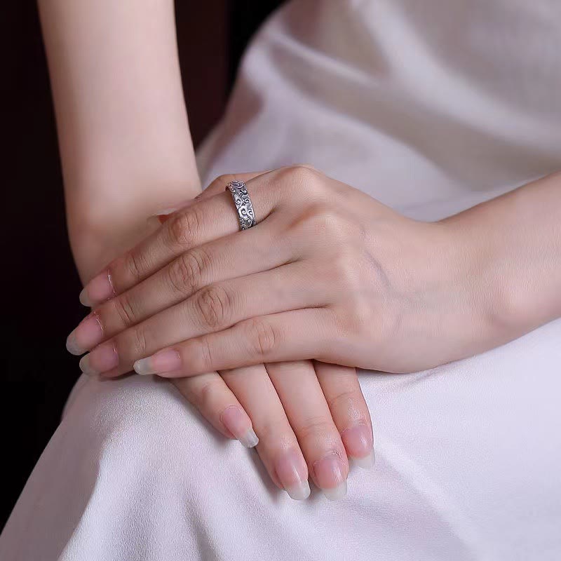 Bague porte-bonheur spirituelle réglable en cuivre avec nuages ​​de bon augure